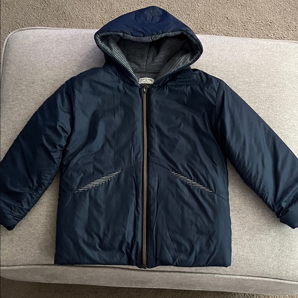 Kids Navy Hooded Puffer Jacket